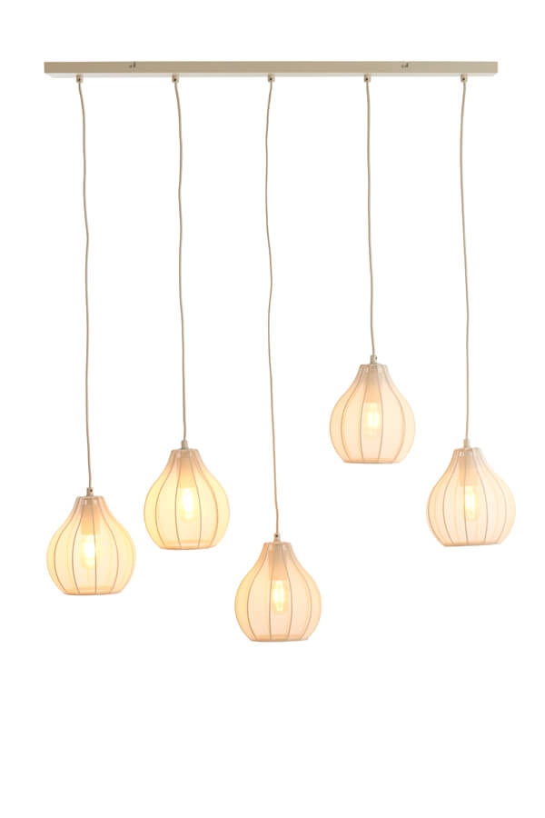 Cream pendant lamp Elati 5-light 100cm