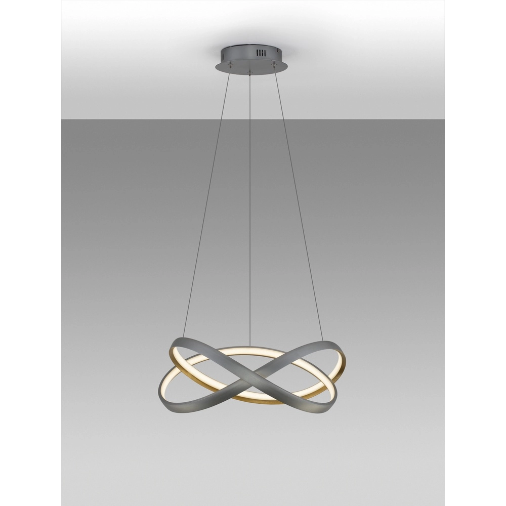 Design pendant lamp Odrey silver-gray with gold