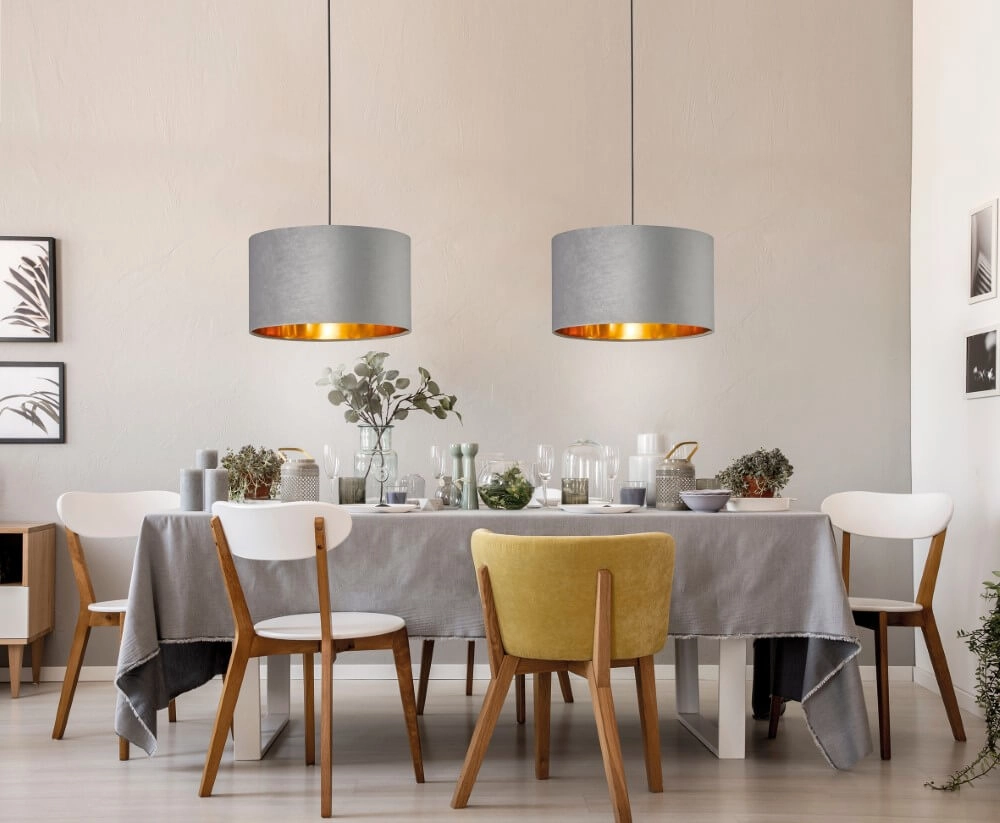 Hanging lamp Aura gray velvet Fischer & Honsel 4003694600835