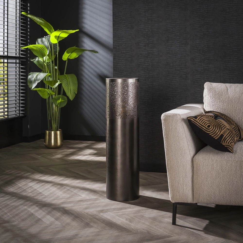 Oriental floor lamp Cylinder 90cm - black nickel Lyora 8716803511293