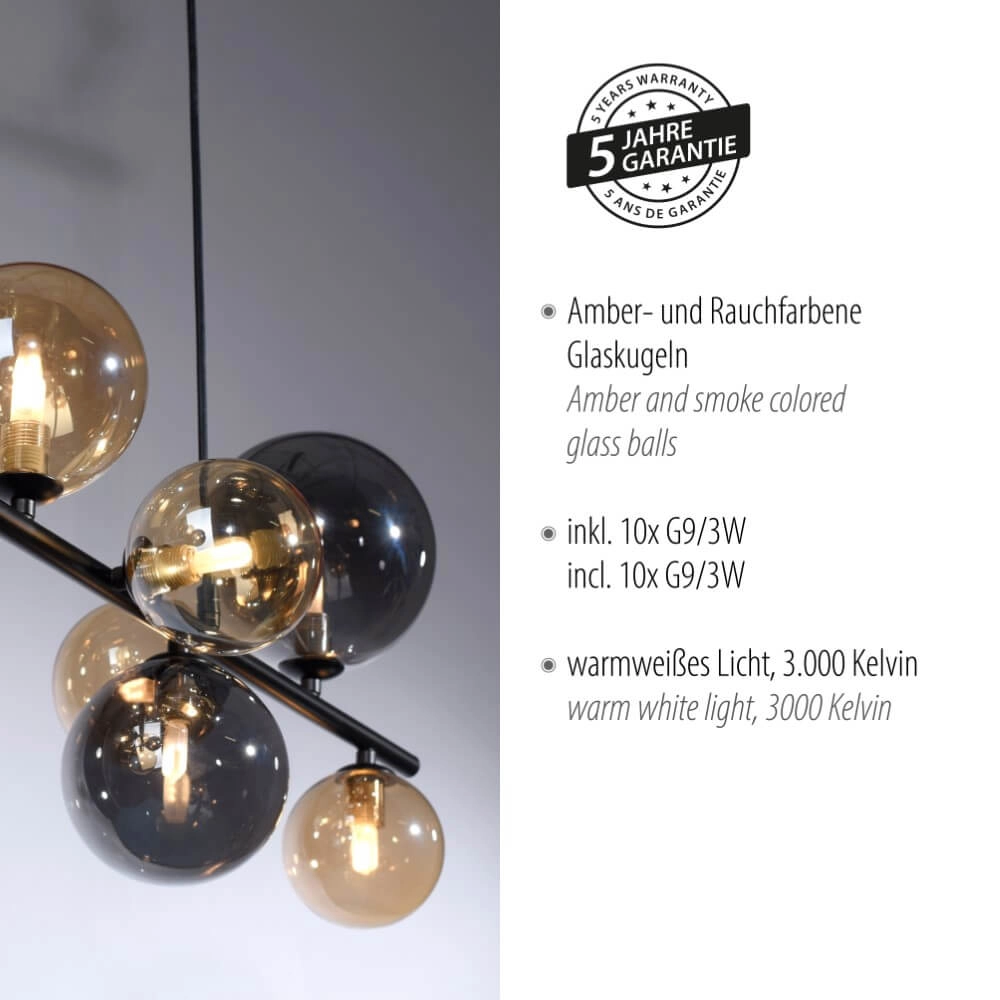 Black pendant lamp Popsicle Design 10-light Paul Neuhaus 4012248375495