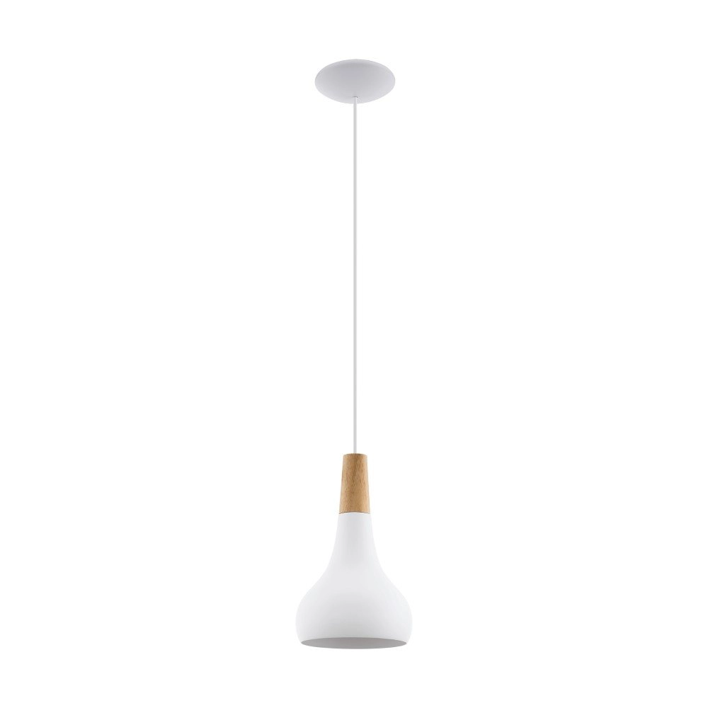 Modern pendant lamp Sabinar 18cm white with wood brown Eglo 9008606299973