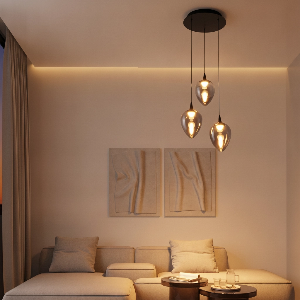 Pendant lamp Nali 3-light smoke glass