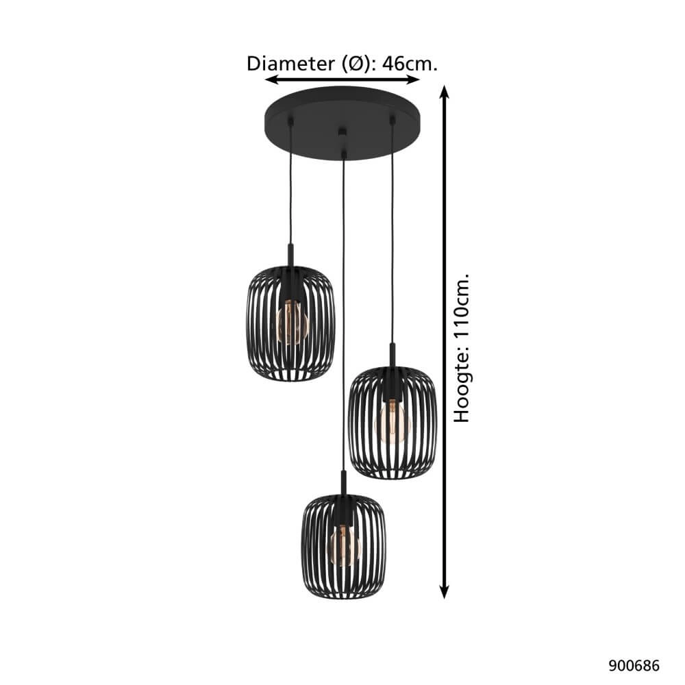 Black pendant lamp Romazzina 3-light Eglo 9008606258567