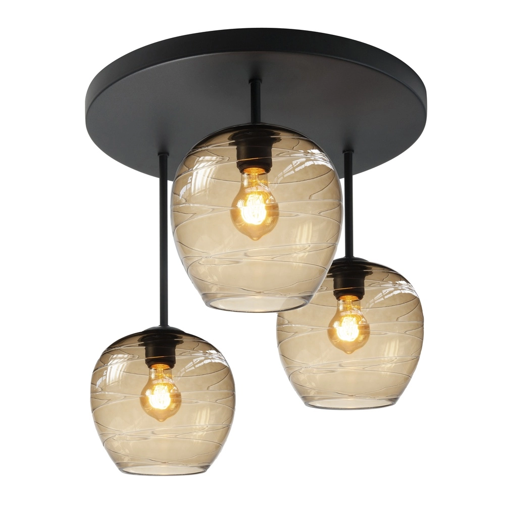 Ceiling lamp Fantasy 3-light black with gold glass