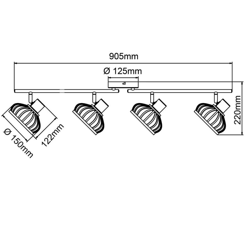 Wooden ceiling lamp Norah 4-light Brilliant 4004353409547