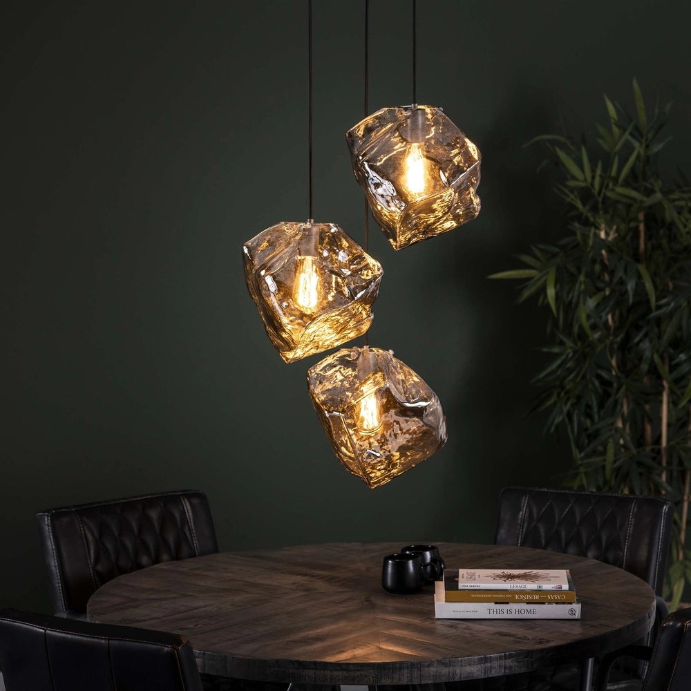 Modern pendant lamp Rock 3-light - chrome glass