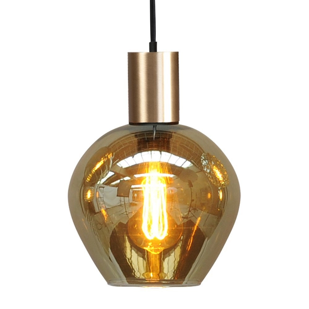 Black pendant hanging lamp Bounty gold with round glass Masterlight 8718121248417