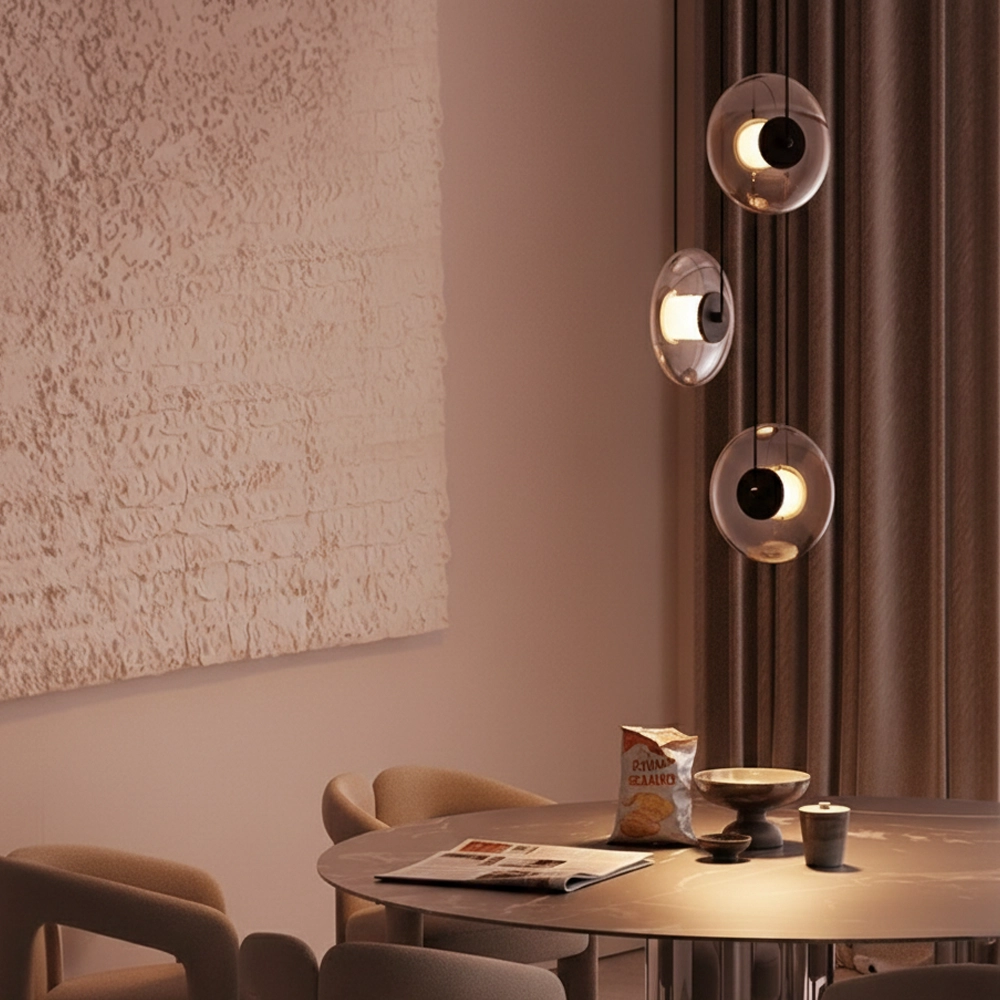 Unique pendant lamp Ballet Black 3-light round