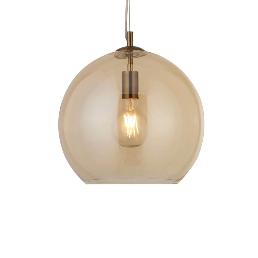 Glass pendant lamp Balls Ø 25cm brass with amber glass