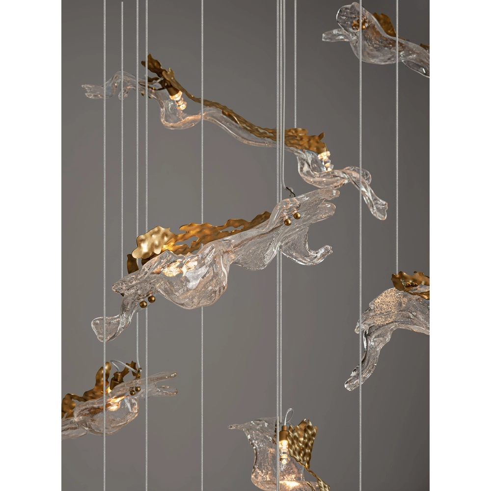 Golden pendant lamp Avesa with clear glass Ø 100cm Lyora 5212063500440