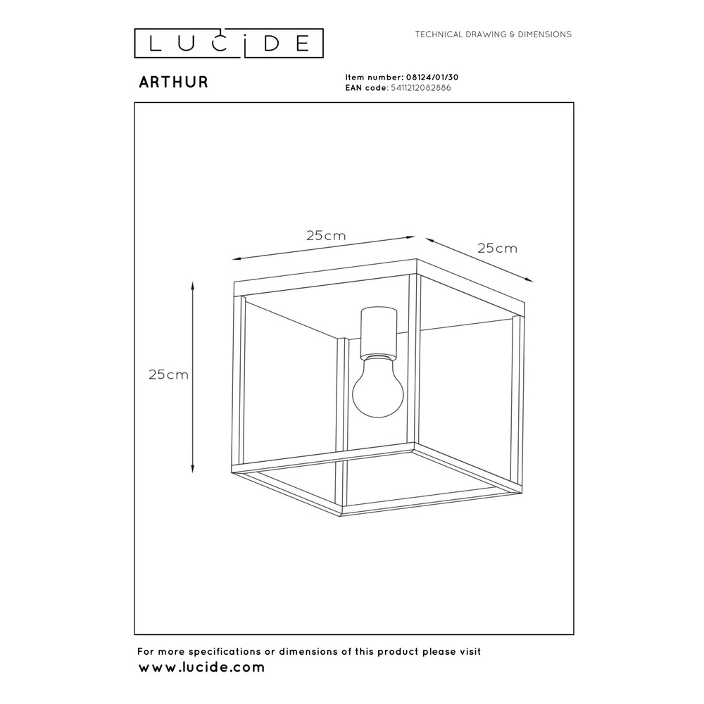 Ceiling lamp Arthur Black Lucide 5411212082886