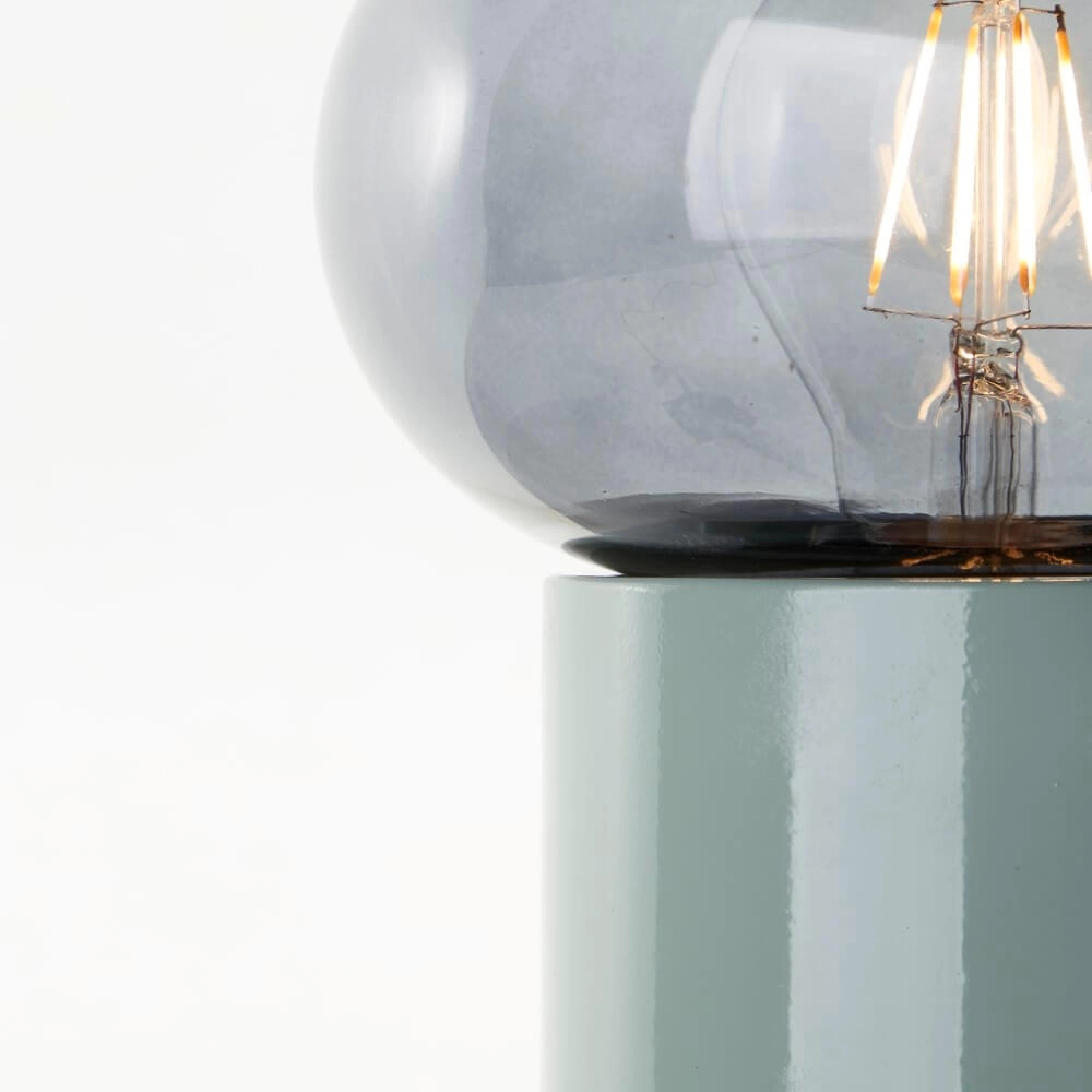 Green table lamp Knut with smoke glass Brilliant 4004353430152