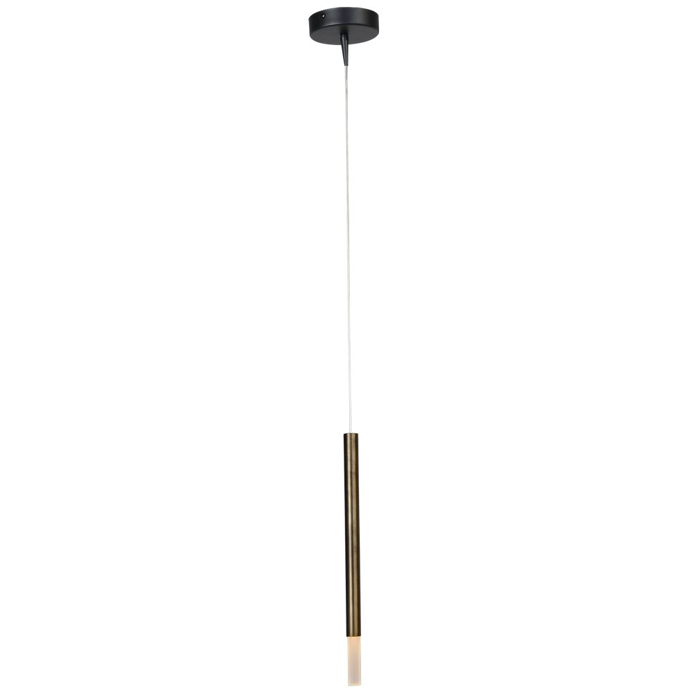 Black pendant hanging lamp Flute with gold cylinder
