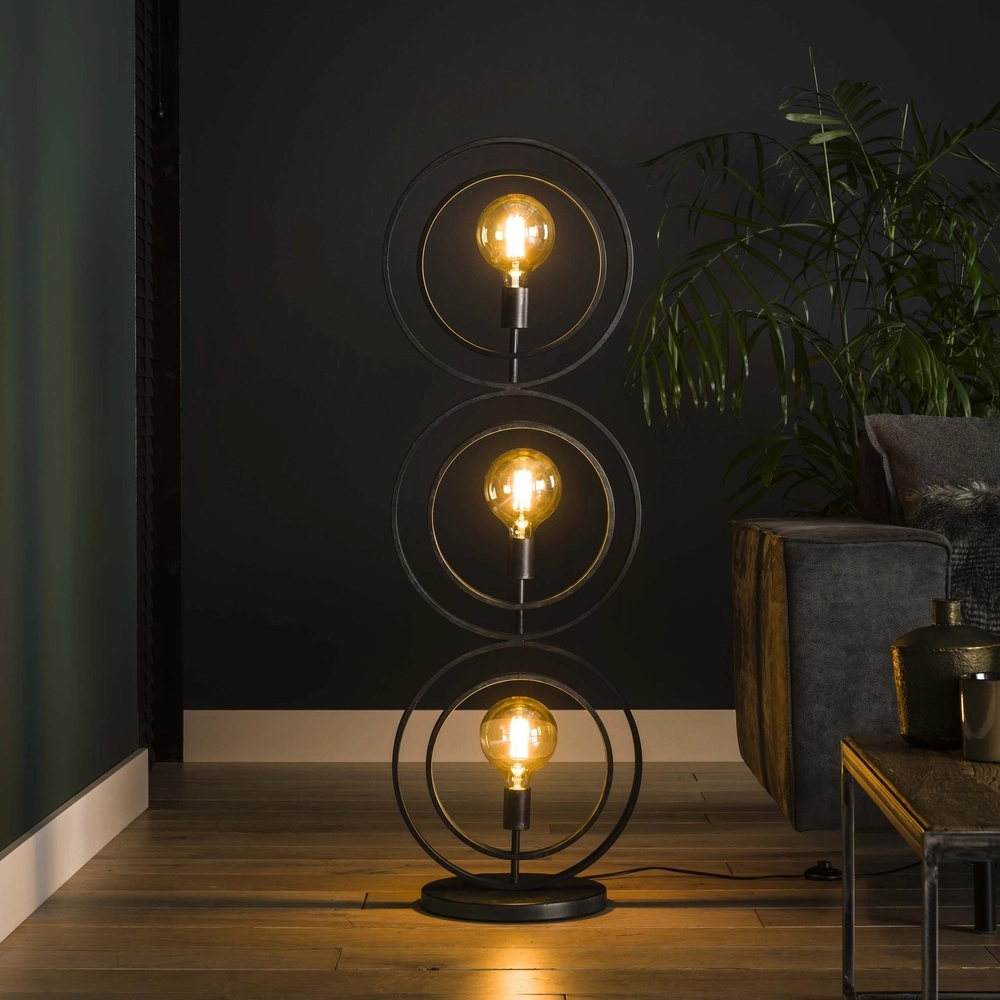 3-light charcoal floor lamp Turn E27 - Ø 40cm Lyora 8716803513082