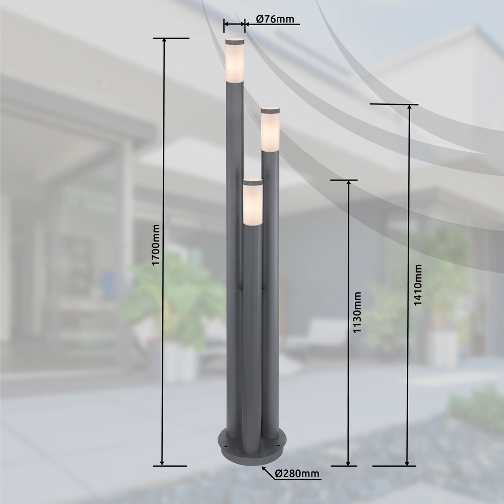 3-light garden lamp Boston anthracite Globo 9007371414727