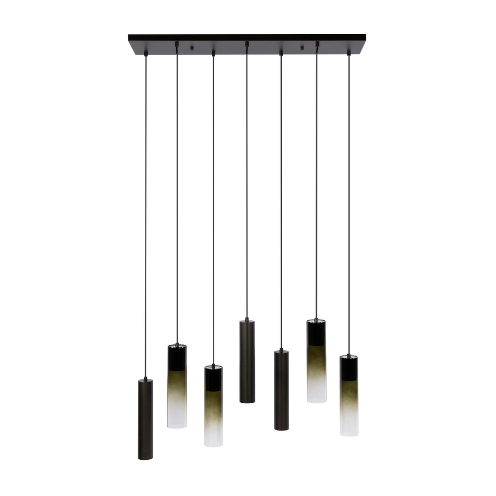 Strakke hanglamp Lungo sienna bruin 7-lichts Lyora 8716803514904