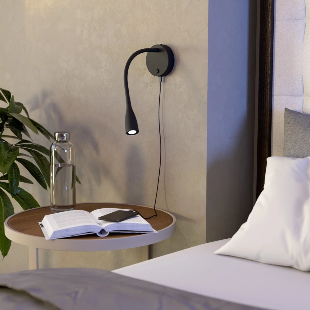 Bedside lamp Olivandino 1 Flexible Black Eglo 9008606347780