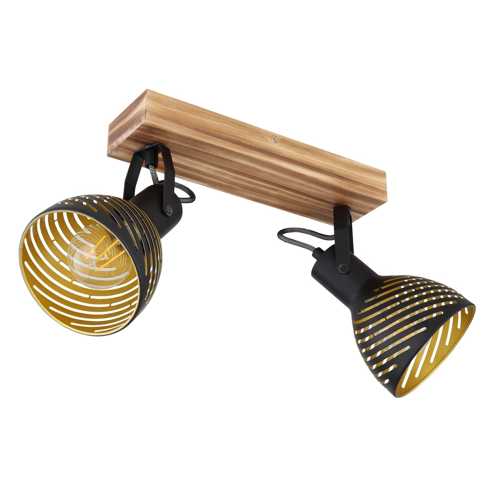 Ceiling lamp Lenna 2-light wood with black Globo 9007371422685