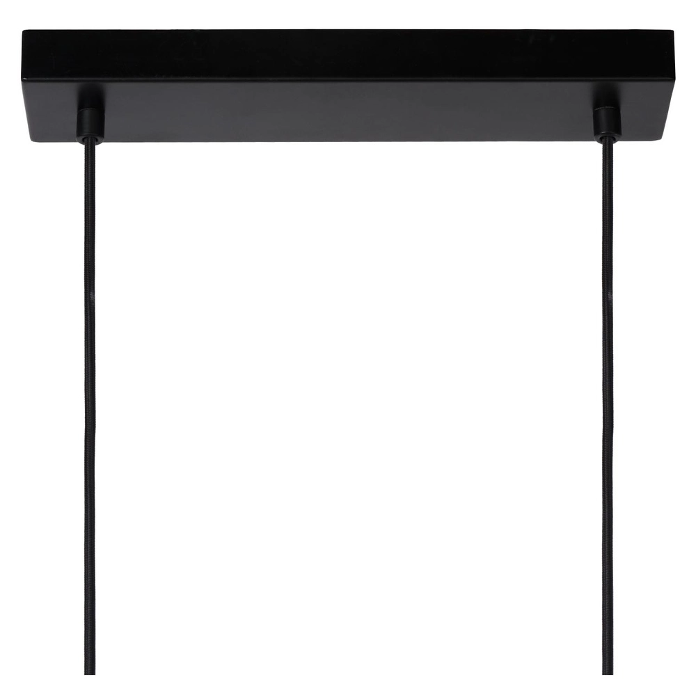 4-light pendant lamp Baskett black with wood Lucide 5411212450531