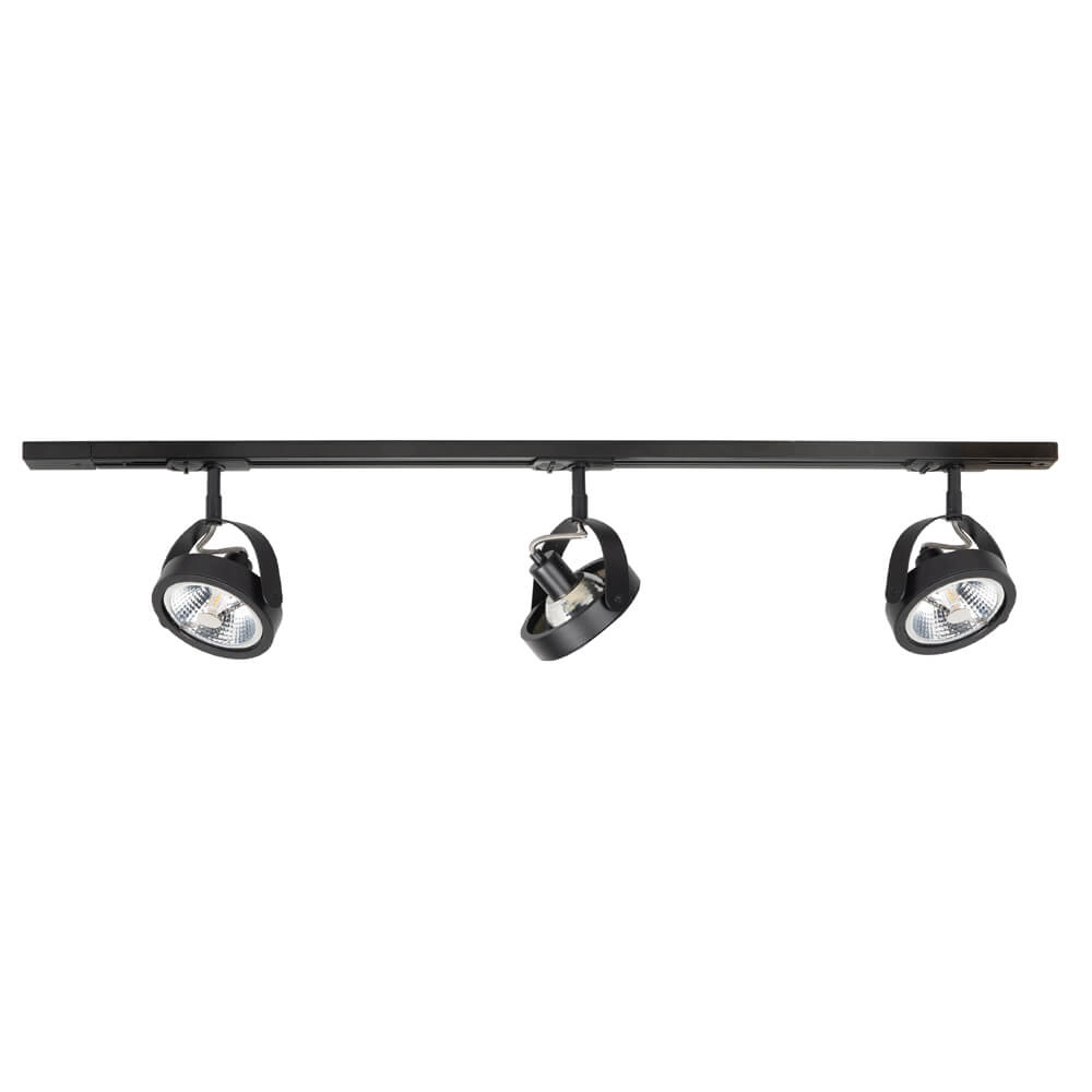 1-phase rail set 100cm Malta black with 3 spots