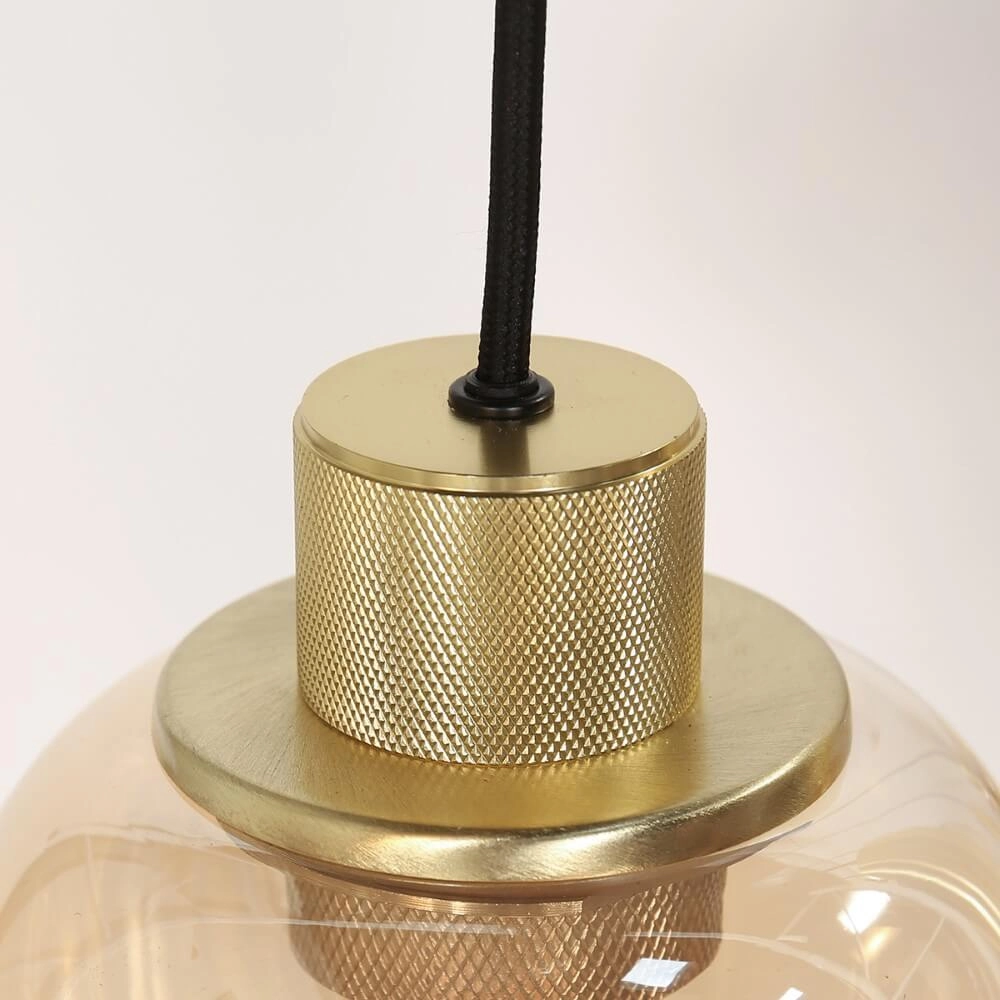 Dining table hanging lamp Reflexion gold with amber glass Steinhauer 8712746172966