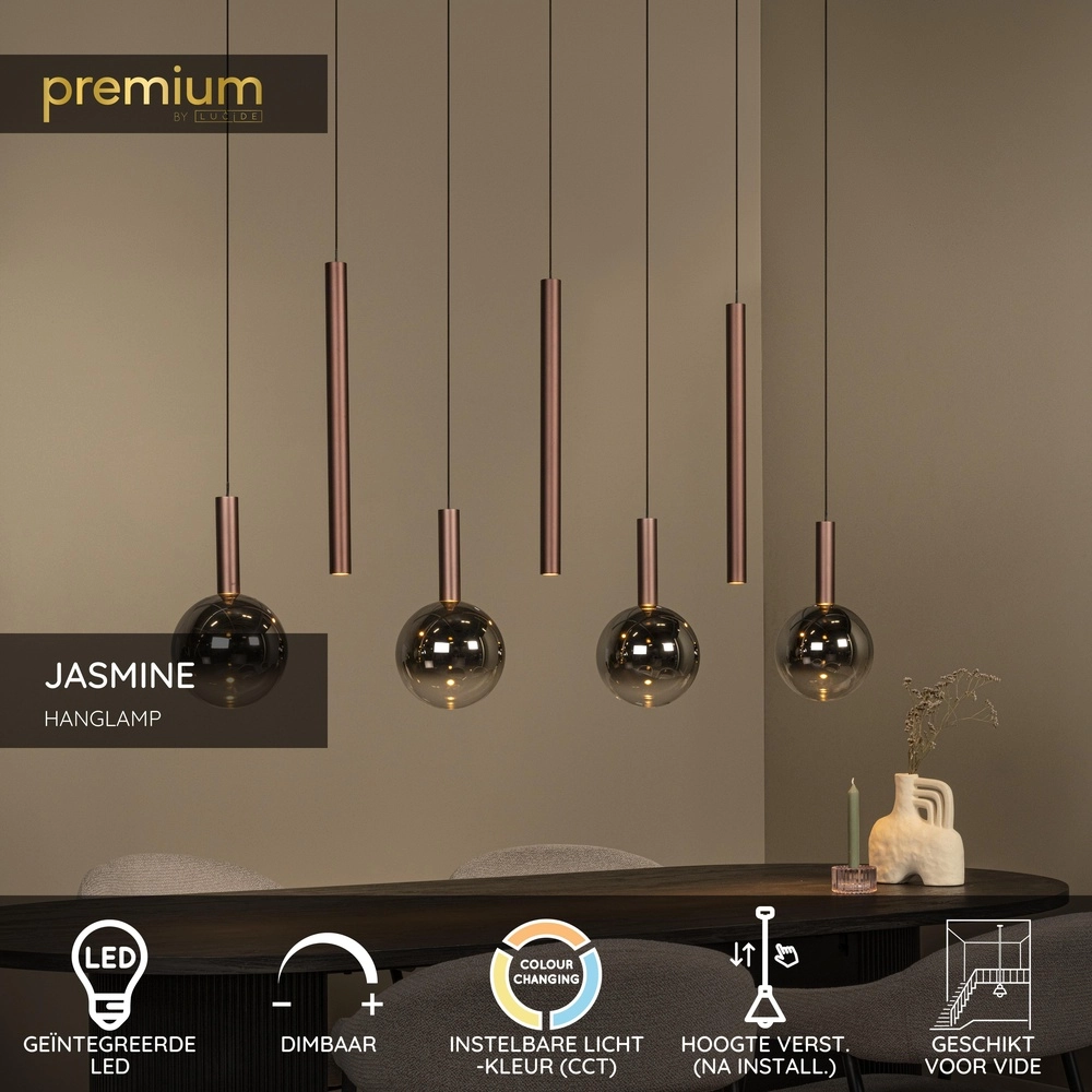 Design pendant lamp Jasmine Copper 7-lights Premium by Lucide 5411212741295