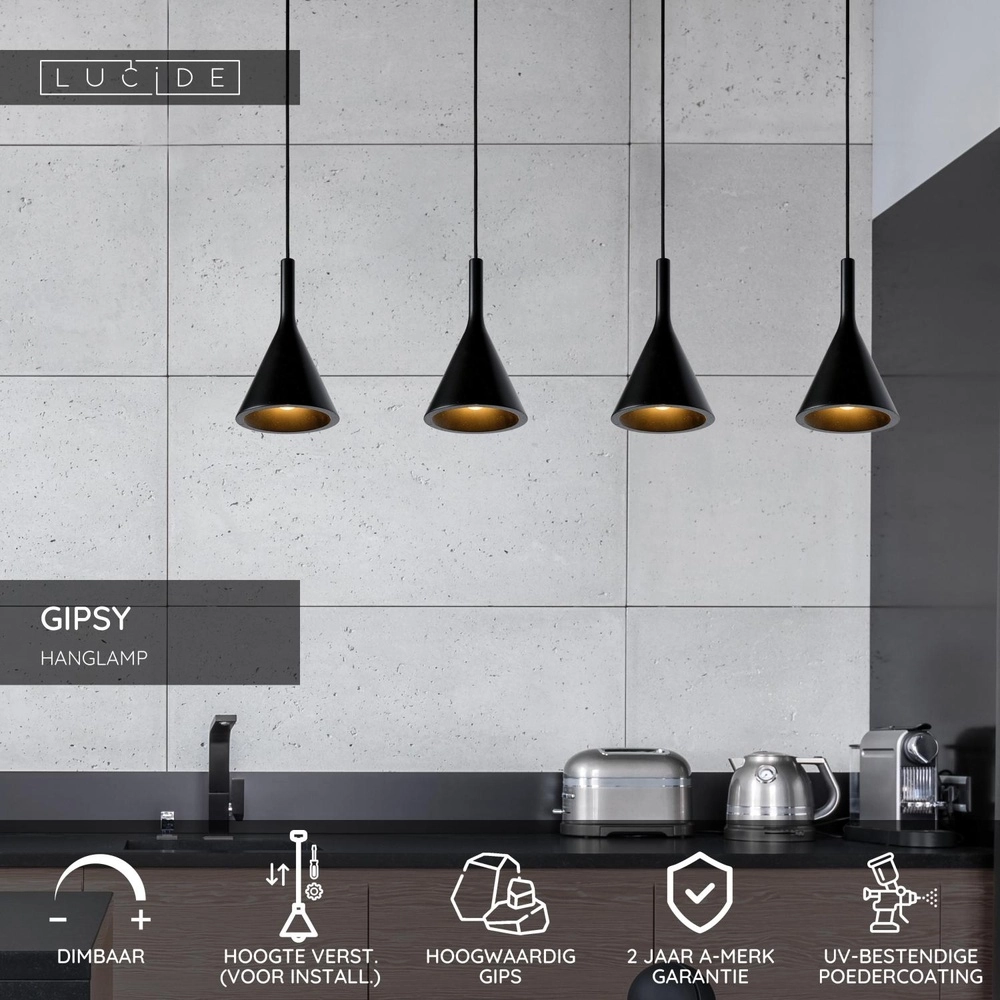 Design pendant lamp Gipsy 4-light white Lucide 5411212351616