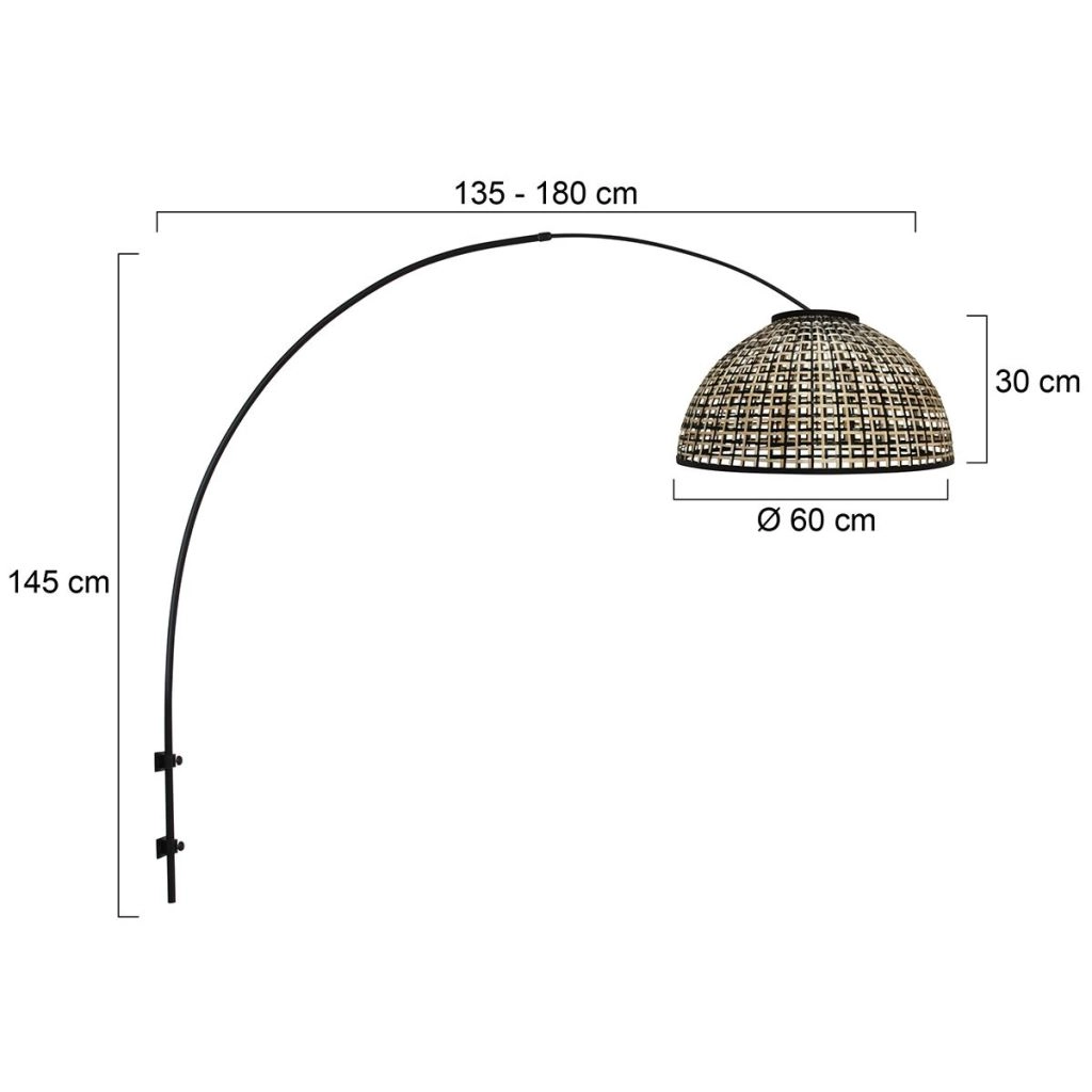 Black wall lamp Nox Light with bamboo shade Ø60cm Steinhauer 8712746182019