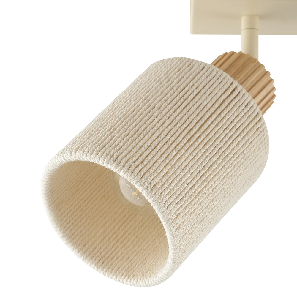 Ceiling lamp Arlo sand brown with wood 3-lights