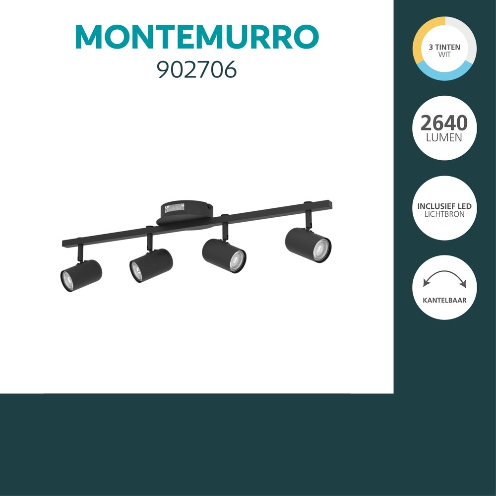 Surface-mounted spot Montemurro 4-light black Eglo 9008606392223