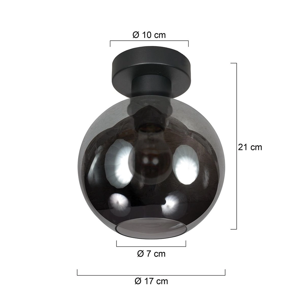 Ceiling lamp Bloeba ball smoke glass Ø 15cm Steinhauer 8712746181081