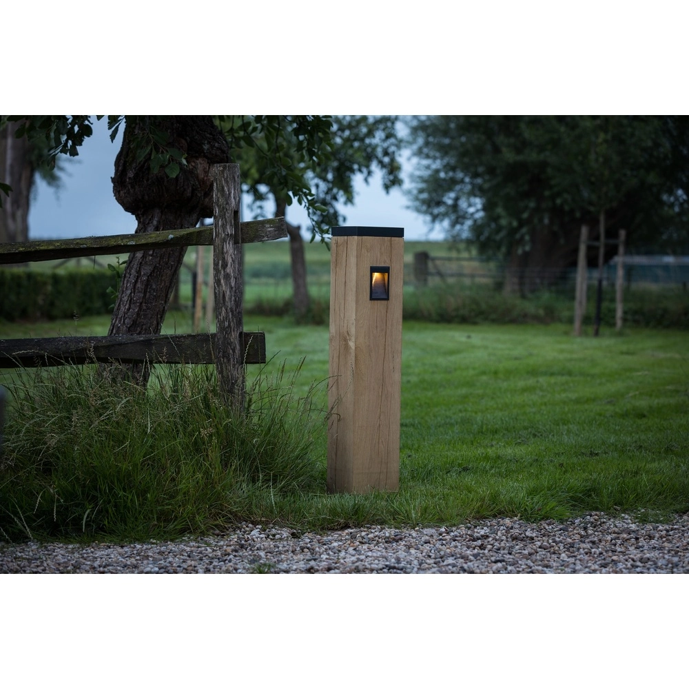 Wooden solar pad lamp Torre Solar Oak - 17.5x17.5x90cm - 2700K Timberlab 8716803514584