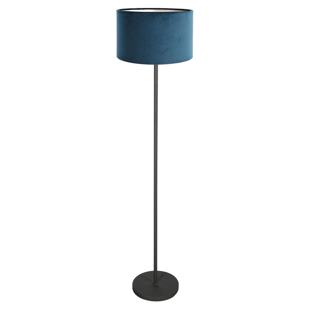 Black floor lamp Noor with blue hood
