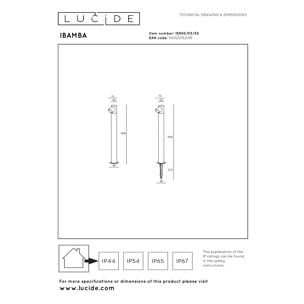 Path lighting Ibamba Single Black Lucide 5411212152145