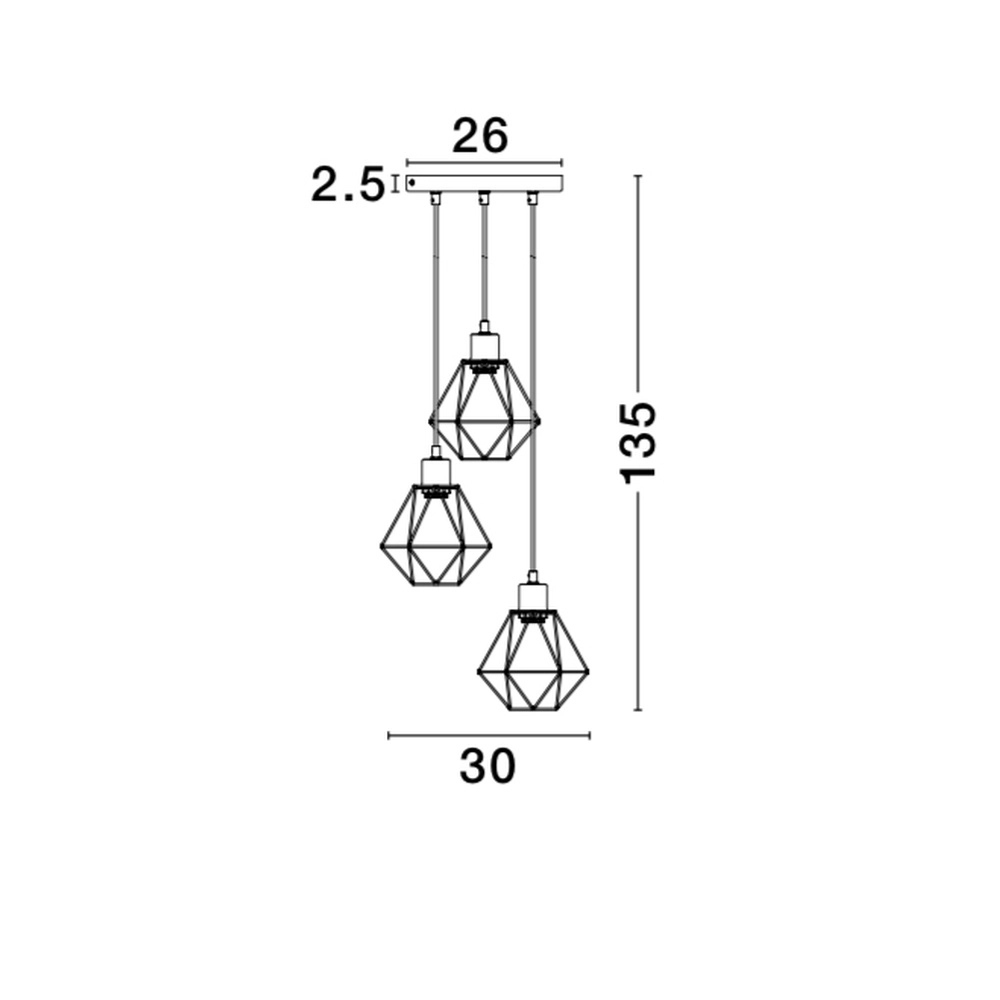 Pendant lamp Pietra 3-light Ø 30cm Lyora 5212017402356