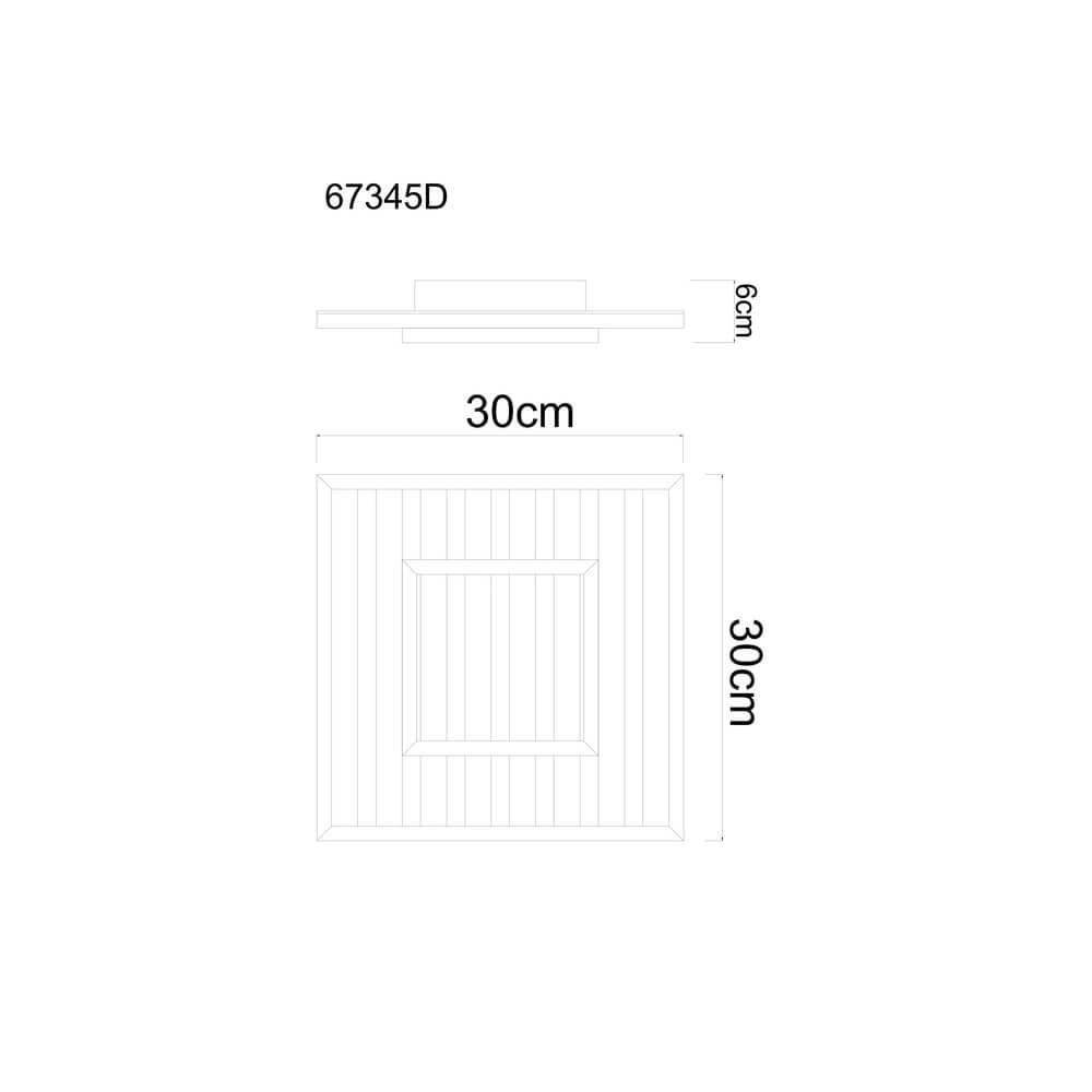 Ceiling lamp Woody black with wood square 30cm Globo 9007371507573