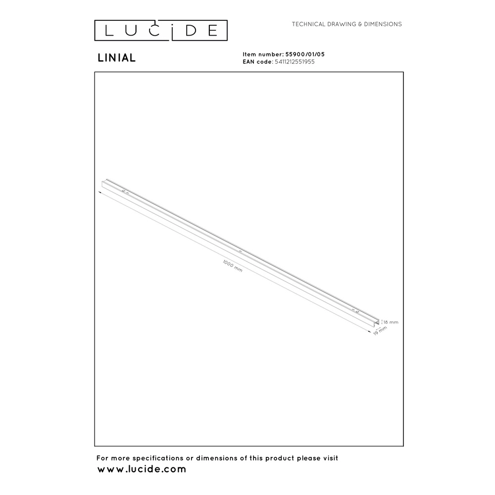 1 meter rail 1-fase Linial champagne Premium by Lucide 5411212551955