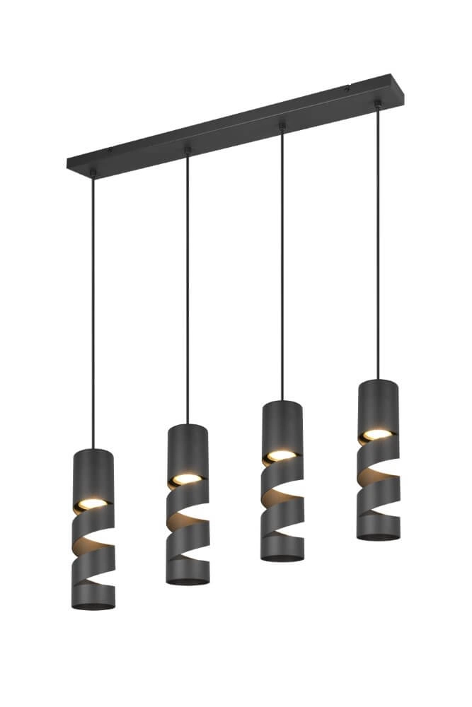 4-light tube pendant lamp Stream black