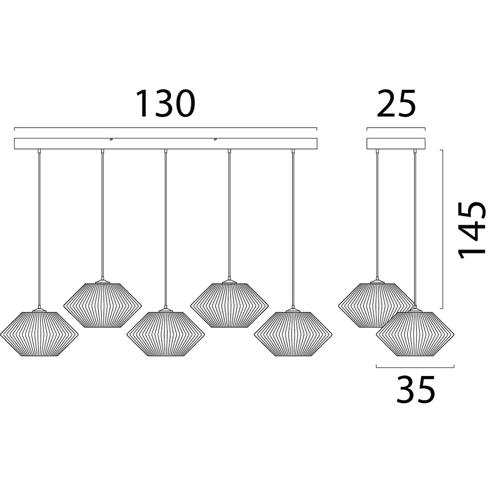 Dining table pendant lamp Bicono 5x Ø35cm Masterlight 8718121352855