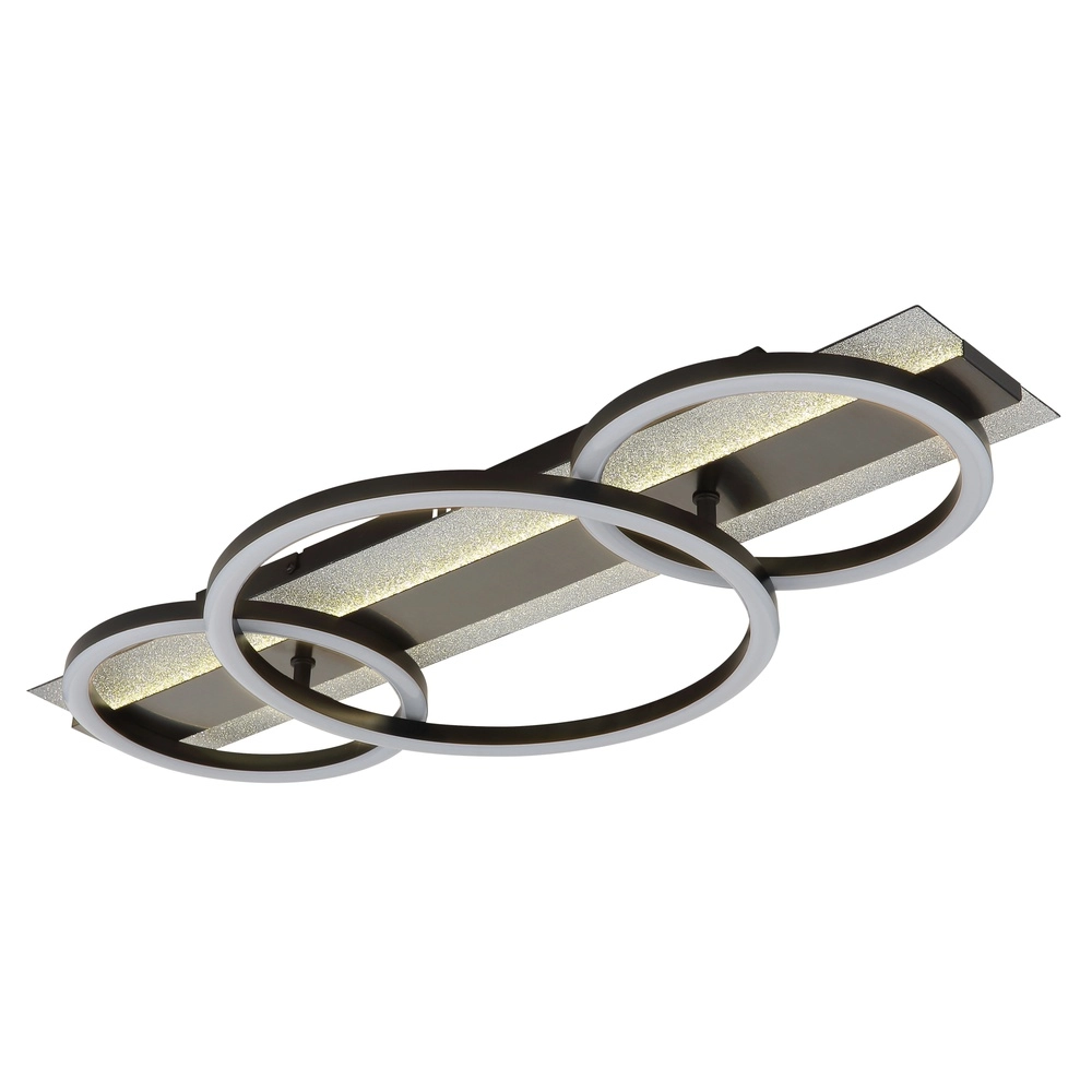 Black ceiling lamp Norberto 3 rings straight Globo 9007371569830