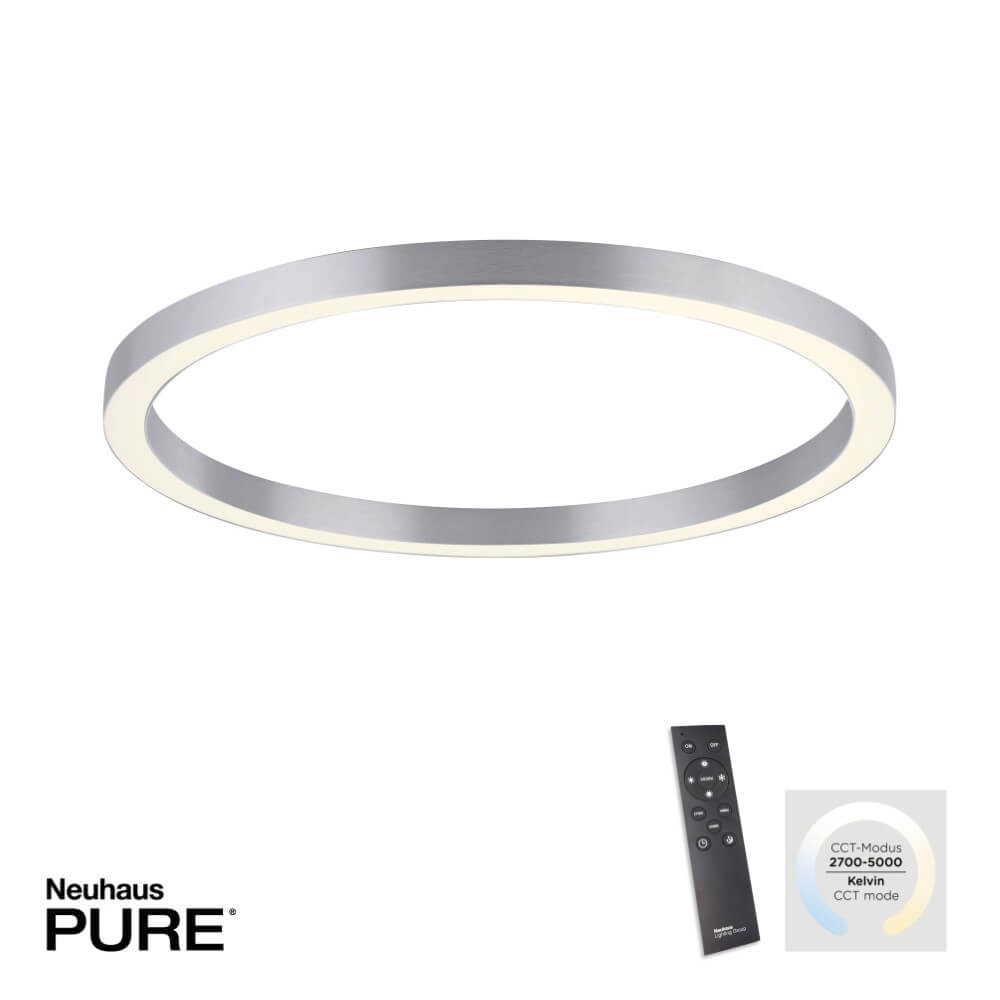 Round floor lamp Pure Lines Round Ø 70cm aluminum Paul Neuhaus 4012248373538