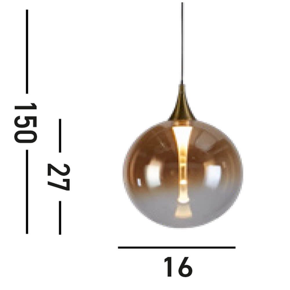 1-light pendant lamp Alchemy Amber glass Searchlight 5053423273822