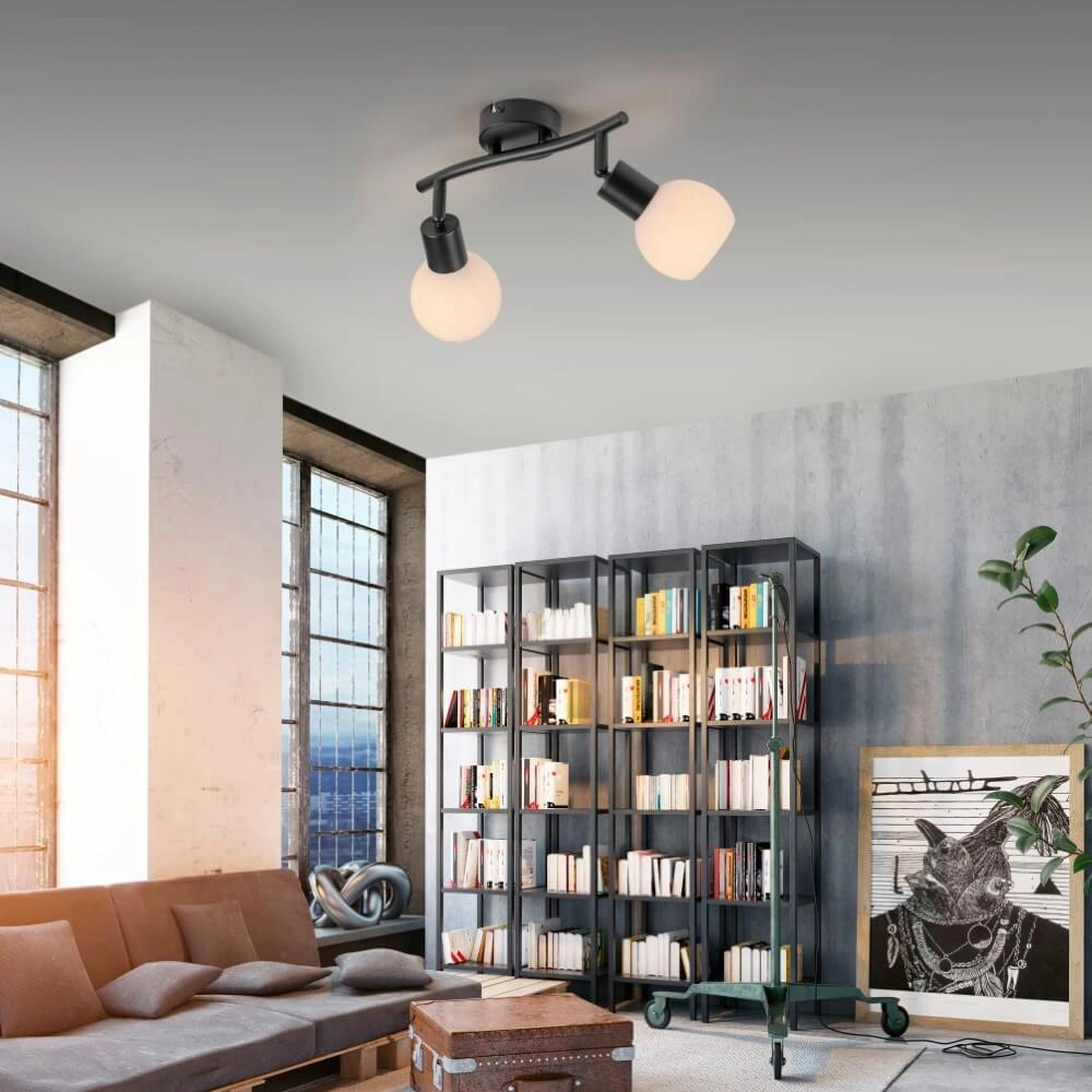 Black ceiling lamp Loki 2-light Just Light 4043689000769