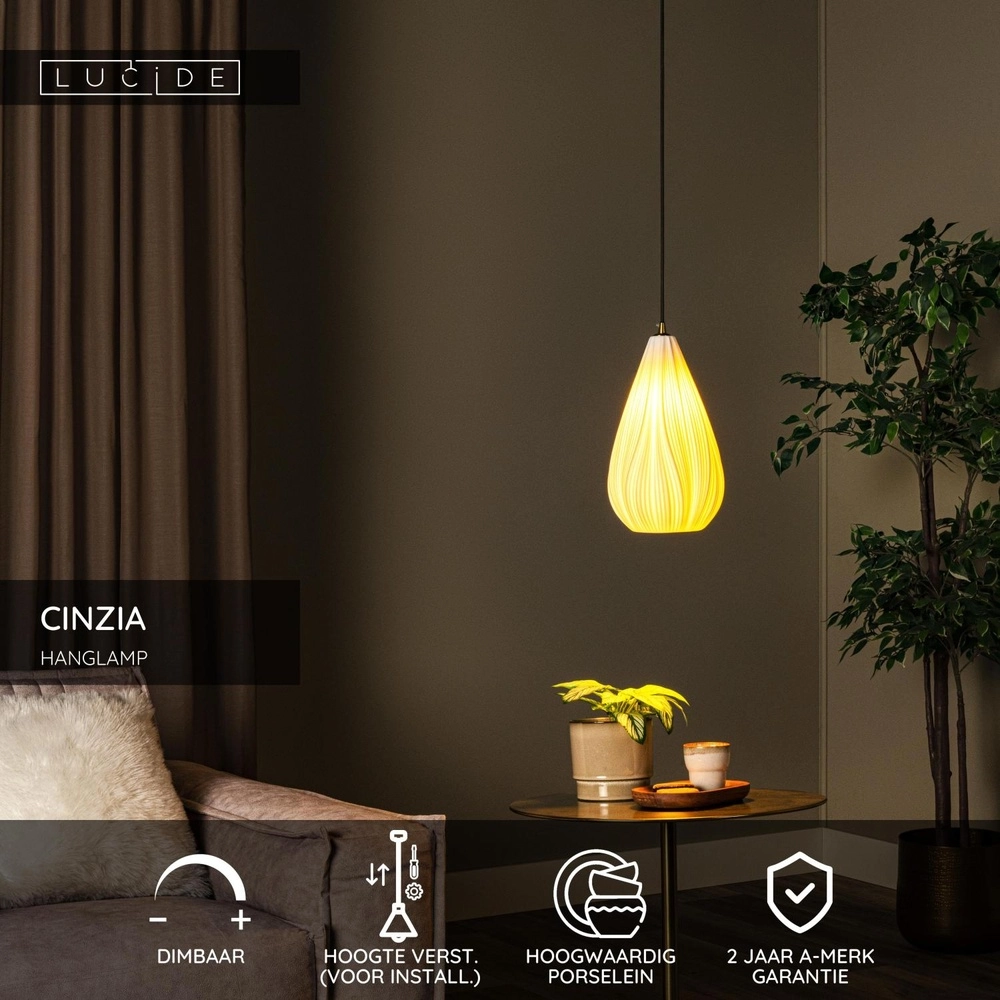 Design pendant lamp Cinzia white Ø 18,3cm Lucide 5411212135117