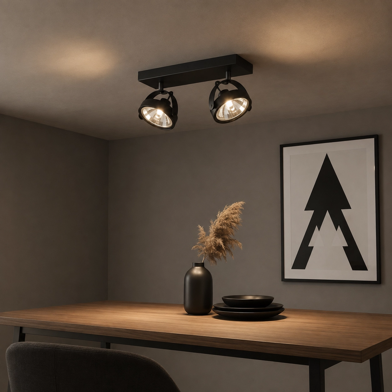 Surface-mounted spotlight Wajer double black