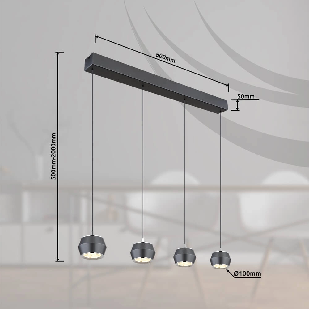 Round pendant lamp Marthy grey Ø 10cm Globo 9007371452118