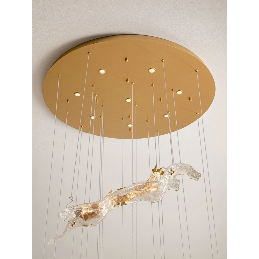 Golden pendant lamp Avesa with clear glass Ø 100cm Lyora 5212063500440