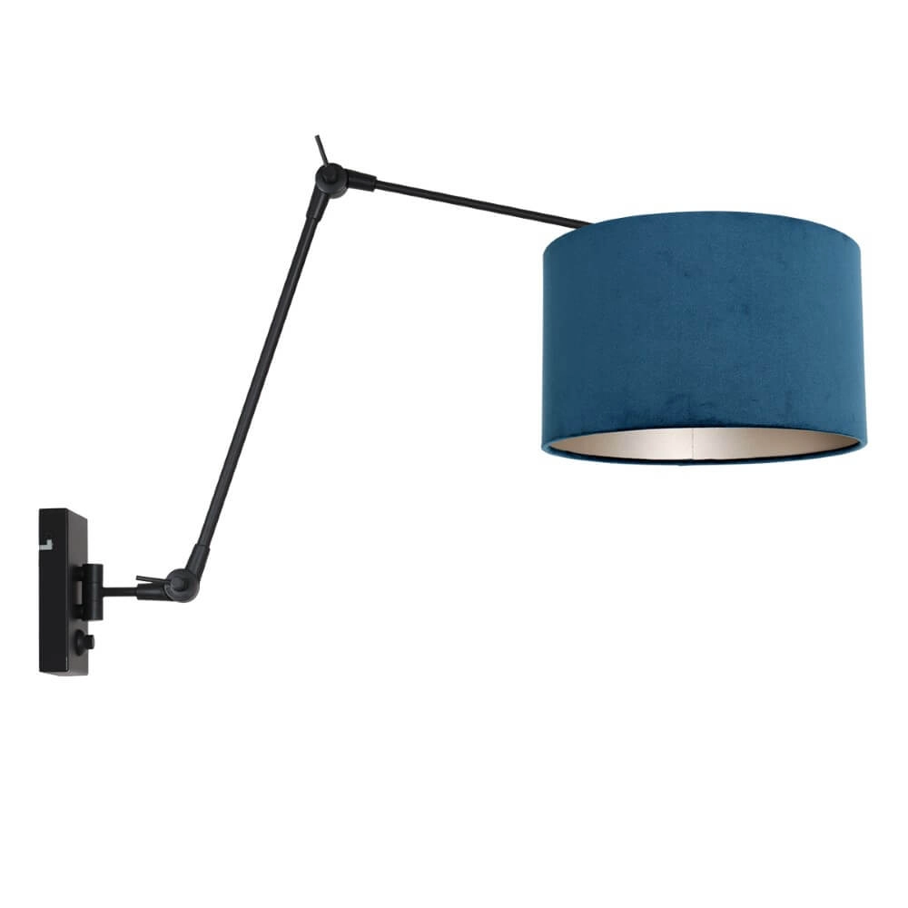 Black wall reading lamp Prestige Chic with blue velvet