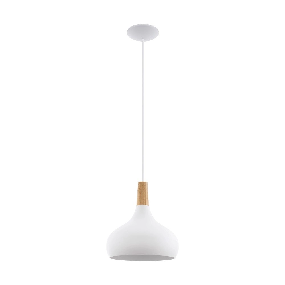 Pendant lamp Sabinar 28cm white with wood brown Eglo 9008606299980